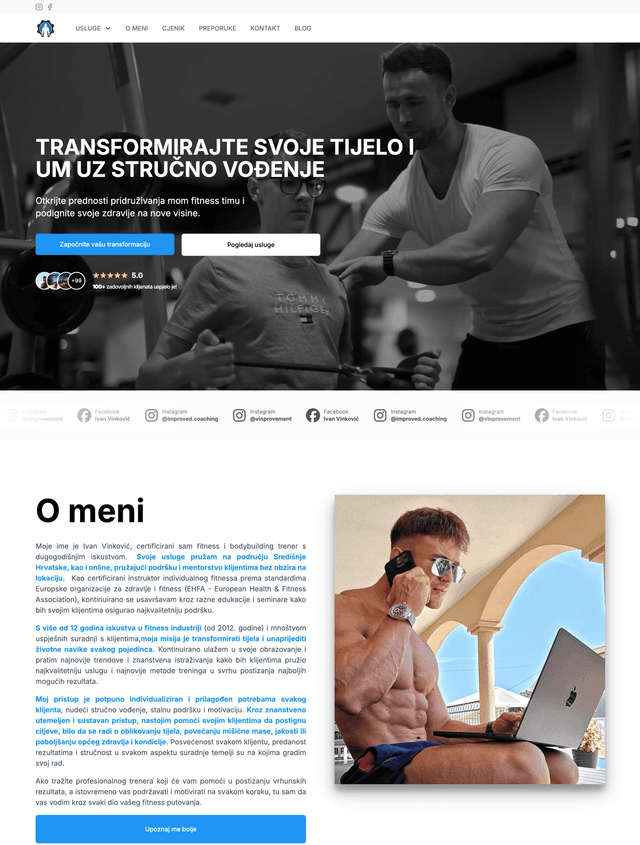 Personal trainer landing page